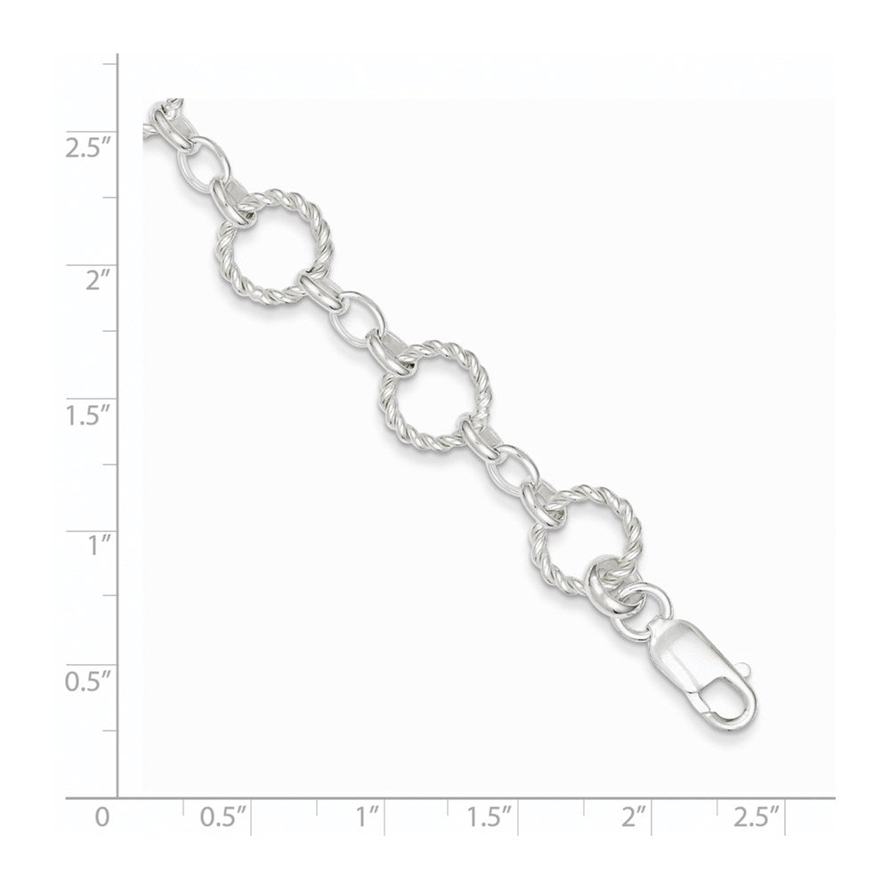 7.25 Zoll Sterlingsilber Gedreht Kreis Glieder Armband