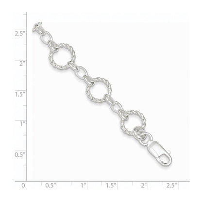 7.25 Zoll Sterlingsilber Gedreht Kreis Glieder Armband
