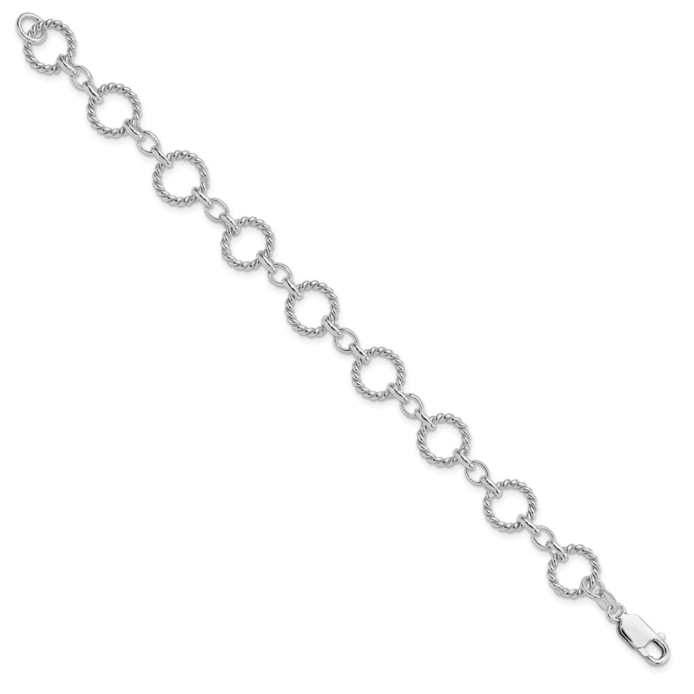 7.25 Zoll Sterlingsilber Gedreht Kreis Glieder Armband