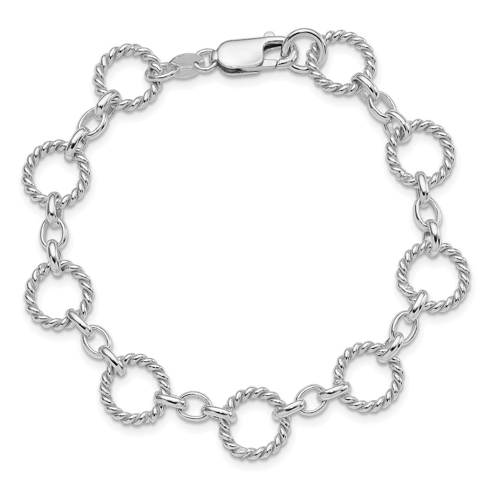 7.25 Zoll Sterlingsilber Gedreht Kreis Glieder Armband