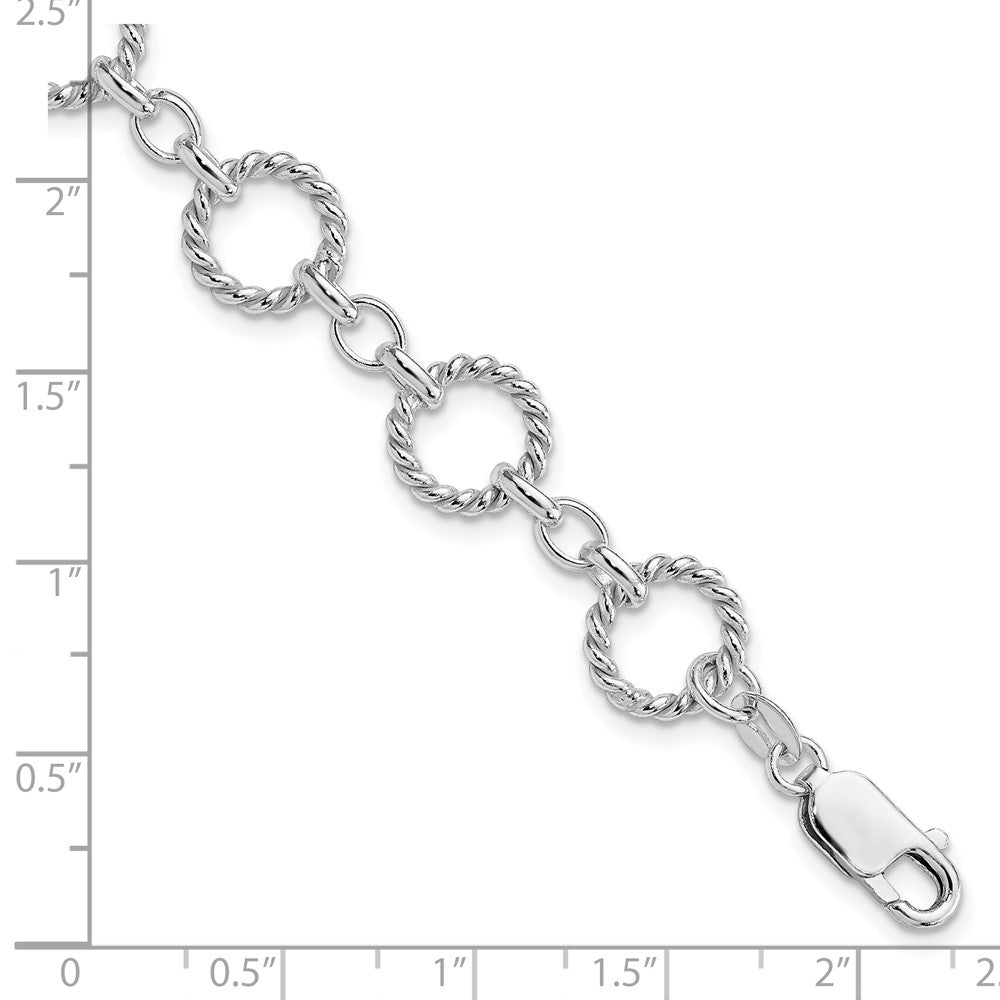 7.25 Zoll Sterlingsilber Gedreht Kreis Glieder Armband