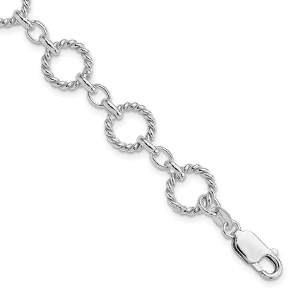 7.25 Zoll Sterlingsilber Gedreht Kreis Glieder Armband