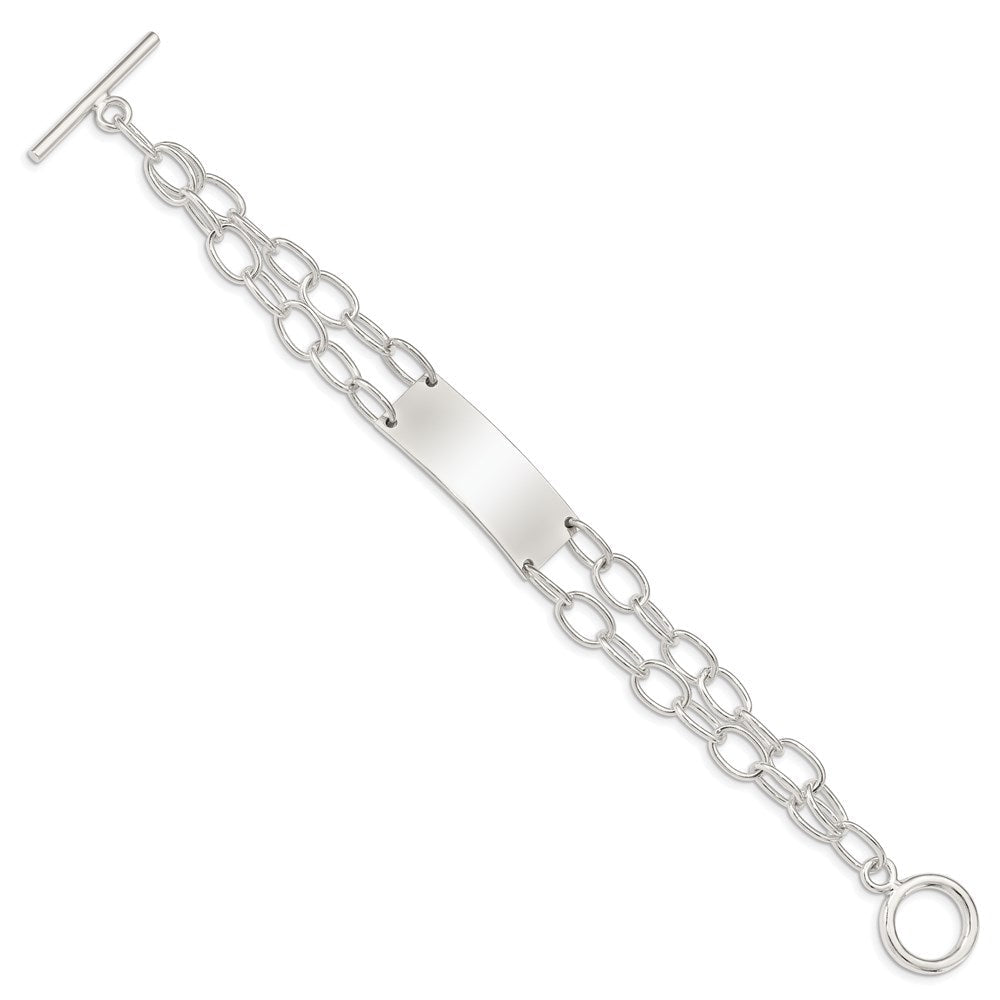 7.25 Zoll Sterlingsilber Doppelt Strang Oval Glieder Id Armband