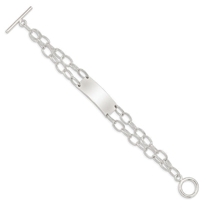 7.25 Zoll Sterlingsilber Doppelt Strang Oval Glieder Id Armband
