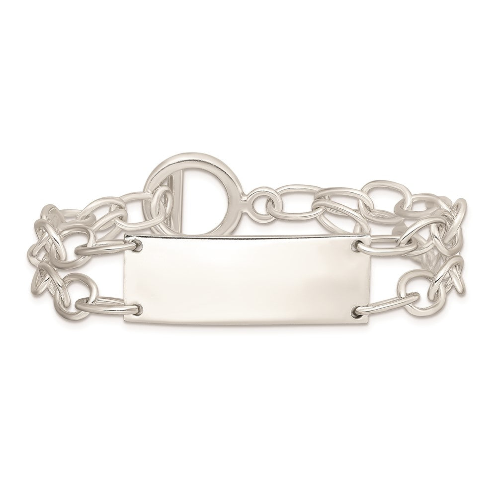 7.25 Zoll Sterlingsilber Doppelt Strang Oval Glieder Id Armband