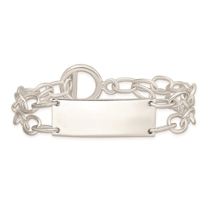 7.25 Zoll Sterlingsilber Doppelt Strang Oval Glieder Id Armband
