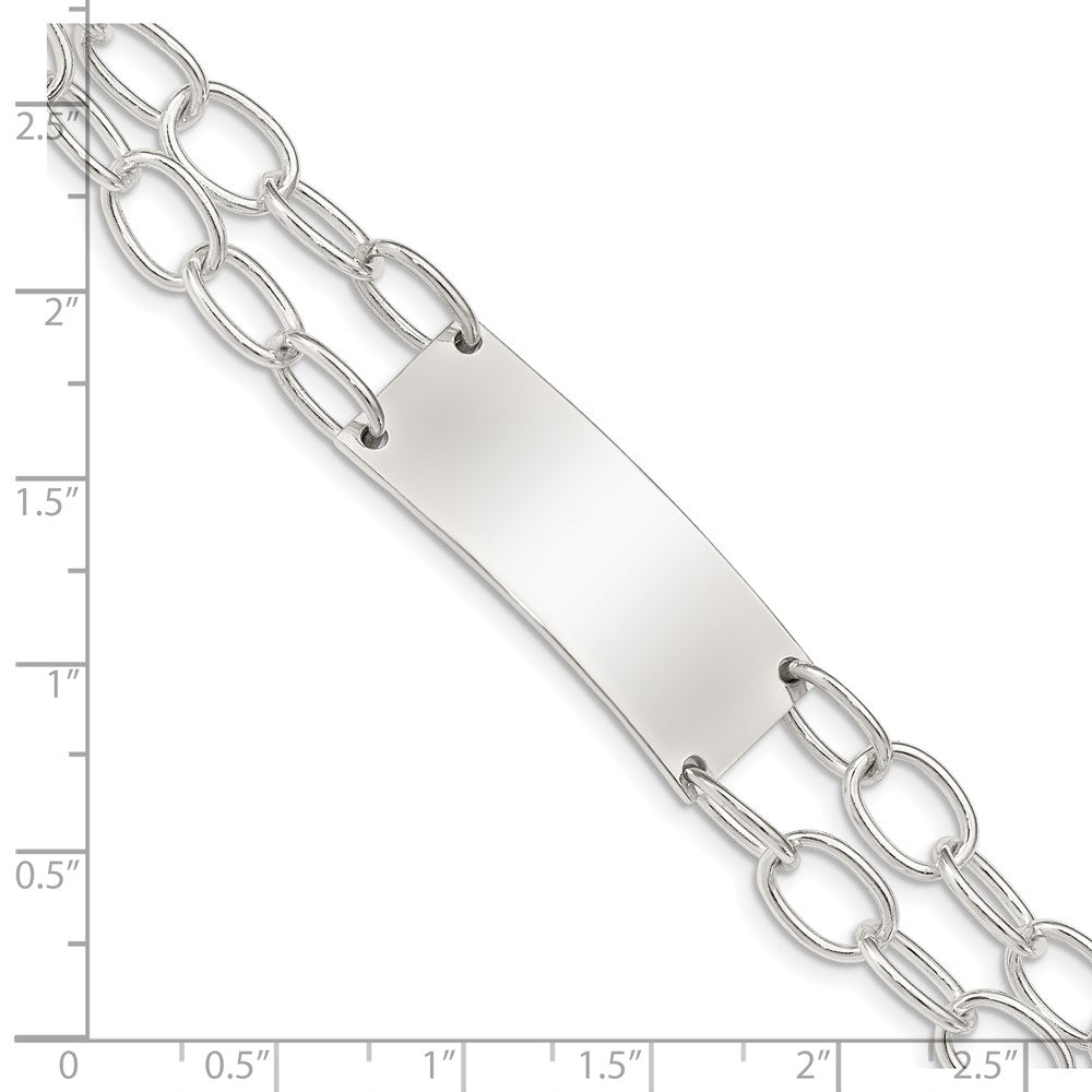 7.25 Zoll Sterlingsilber Doppelt Strang Oval Glieder Id Armband