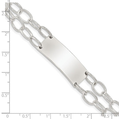 7.25 Zoll Sterlingsilber Doppelt Strang Oval Glieder Id Armband