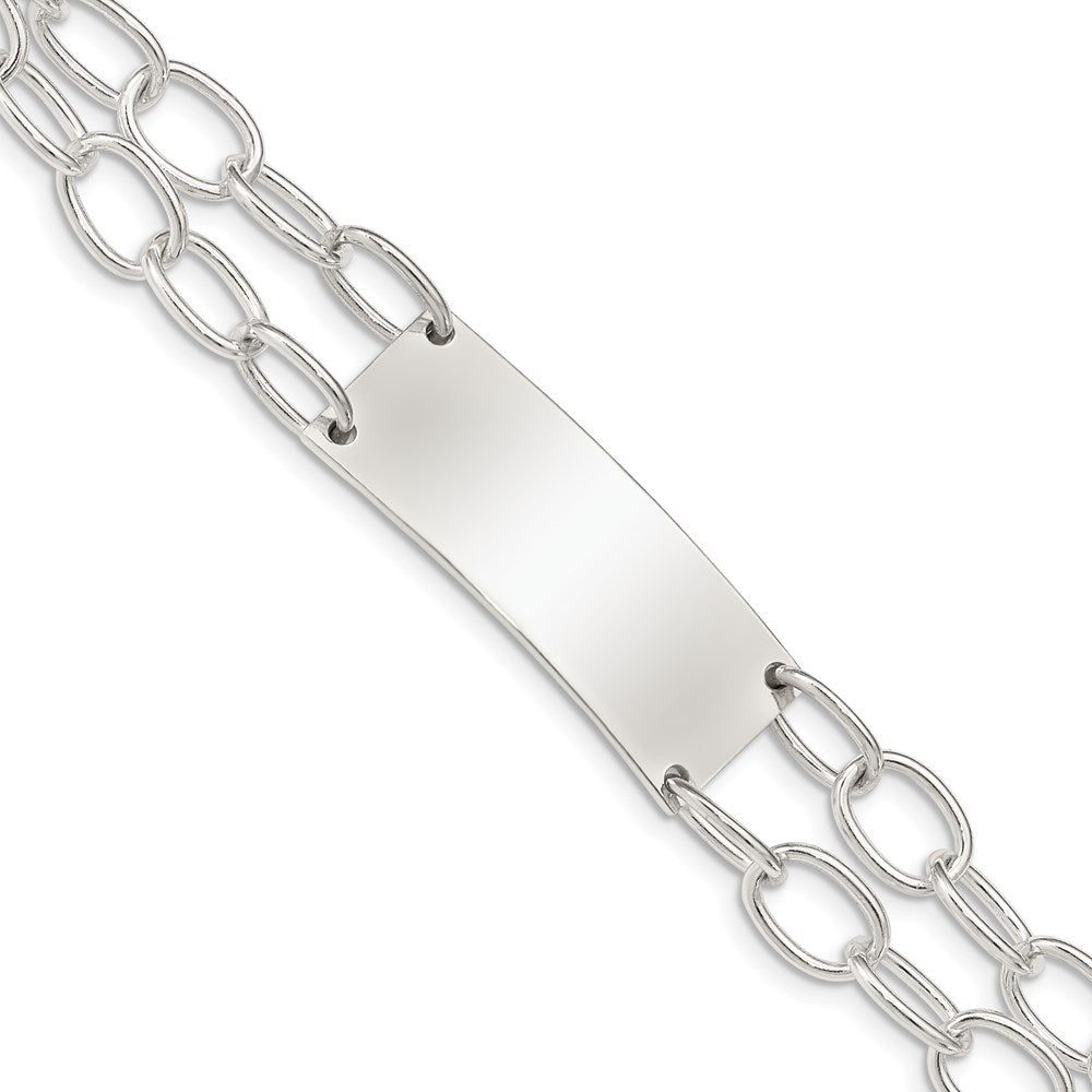 7.25 Zoll Sterlingsilber Doppelt Strang Oval Glieder Id Armband