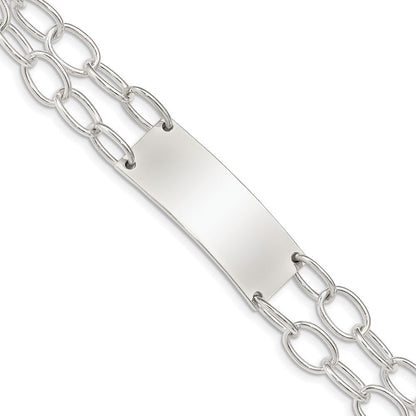 7.25 Zoll Sterlingsilber Doppelt Strang Oval Glieder Id Armband