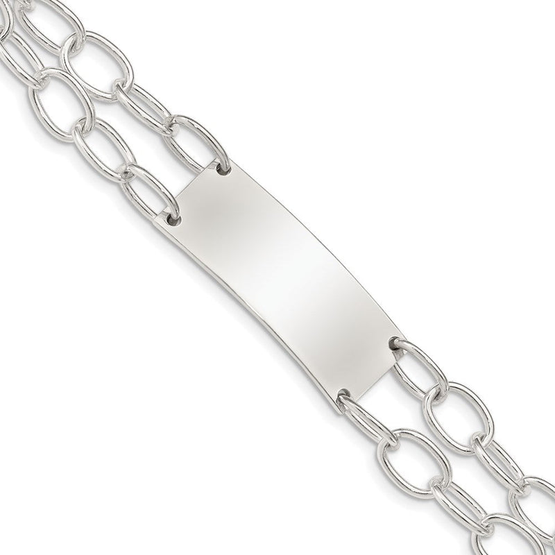 7.25 Zoll Sterlingsilber Doppelt Strang Oval Glieder Id Armband