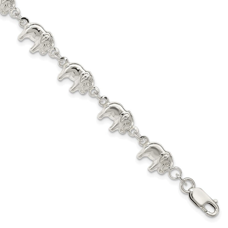 7 Zoll Sterlingsilber Elefant Armband
