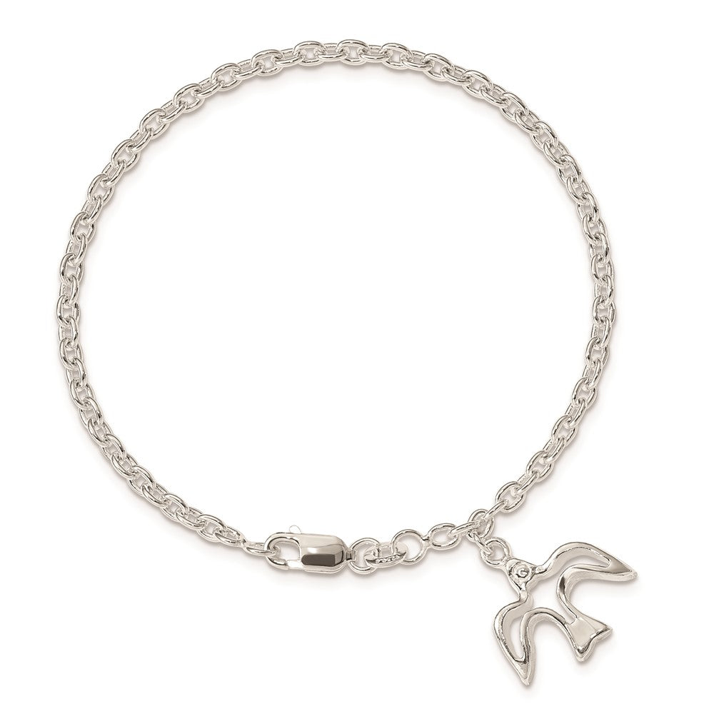 7 Zoll Sterlingsilber Taube Charm Armband