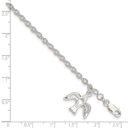 7 Zoll Sterlingsilber Taube Charm Armband