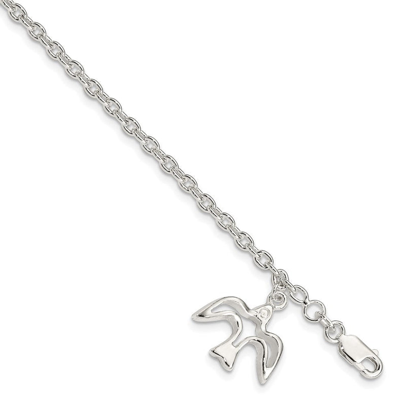 7 Zoll Sterlingsilber Taube Charm Armband