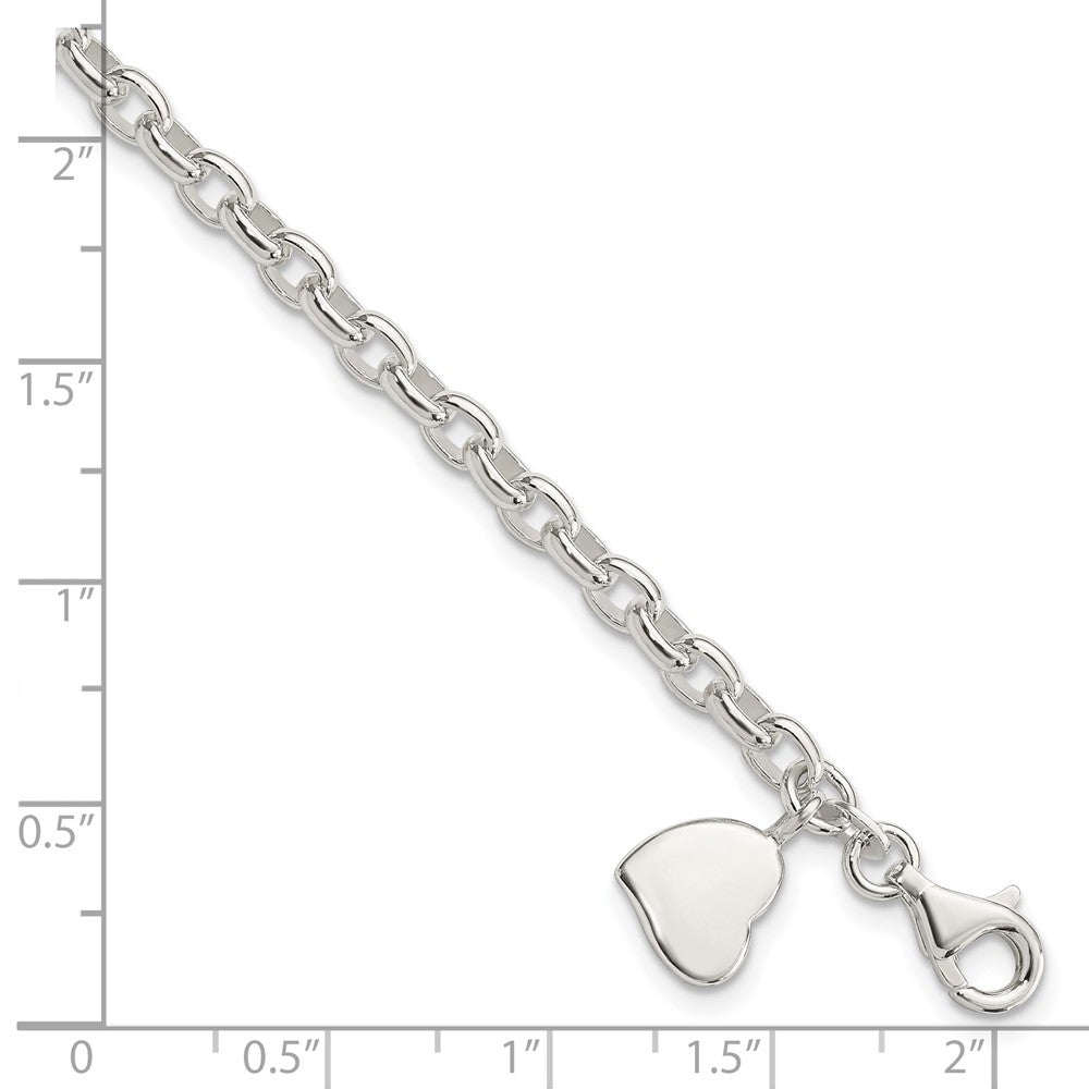 7 Zoll Sterlingsilber Oval Erbs mit Massiv Gravierbar Herz Armband