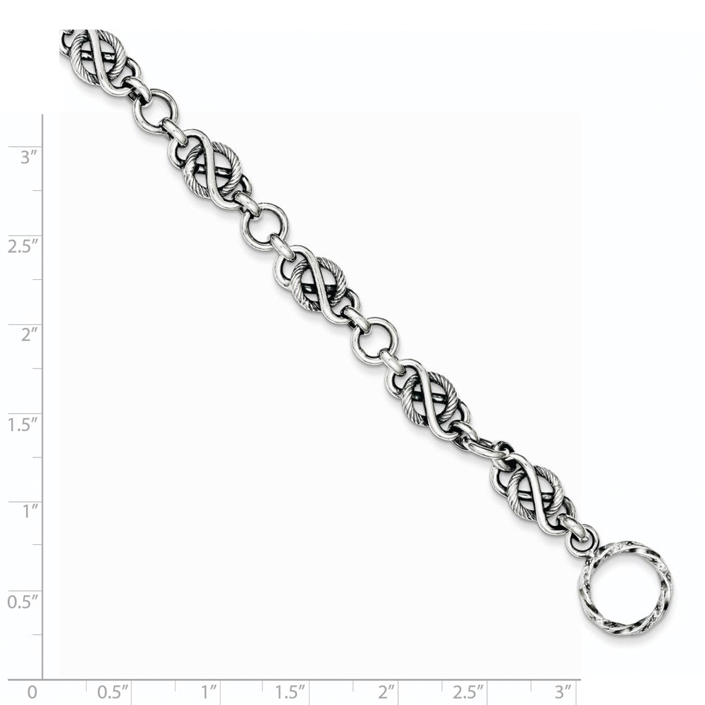 7.5 Zoll Sterlingsilber Antikisiert Fantasieglieder Armband