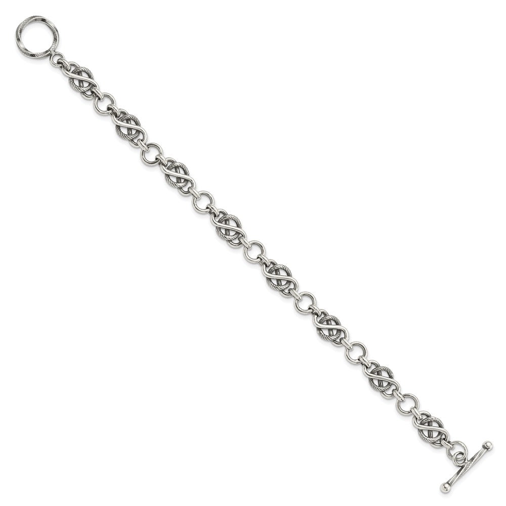 7.5 Zoll Sterlingsilber Antikisiert Fantasieglieder Armband