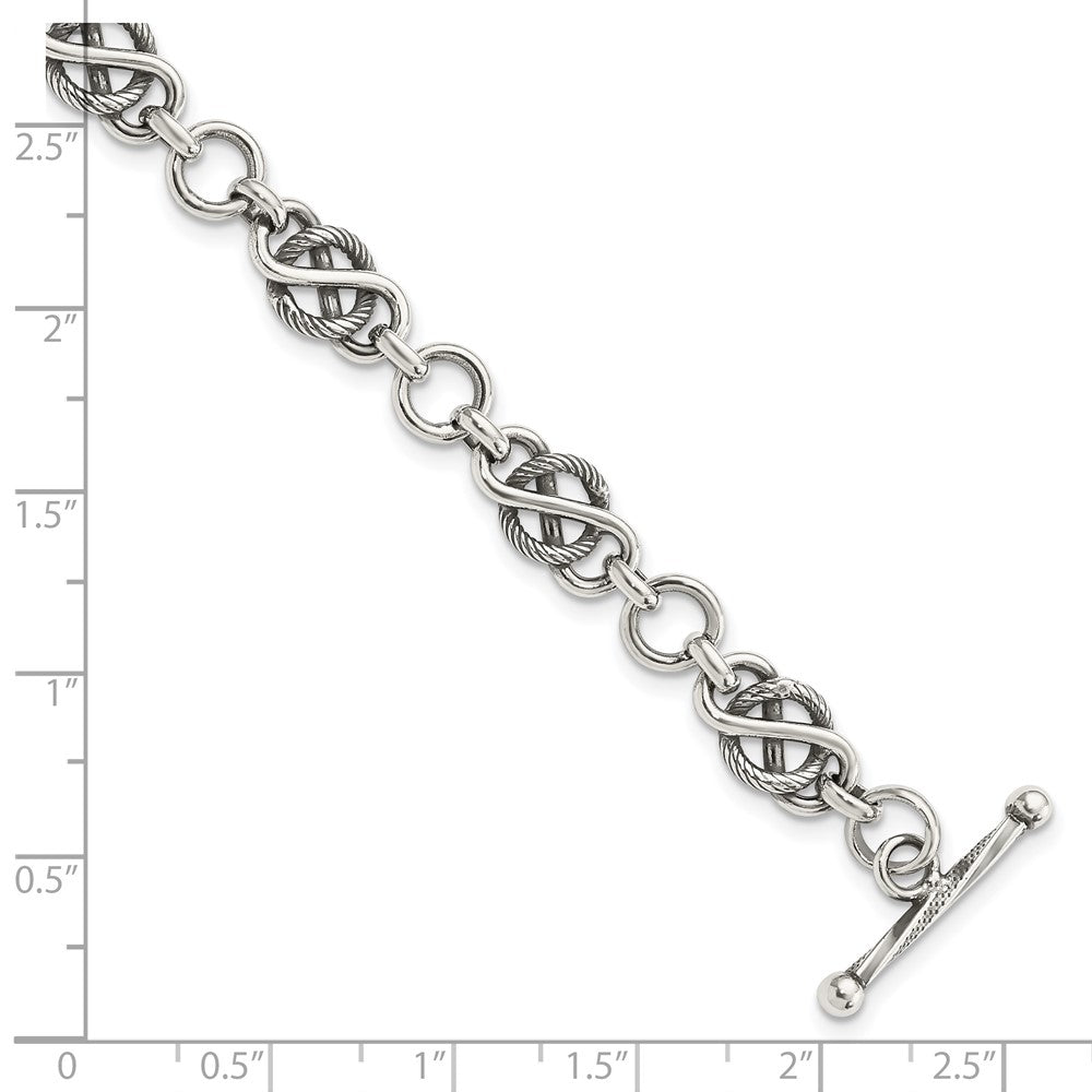 7.5 Zoll Sterlingsilber Antikisiert Fantasieglieder Armband
