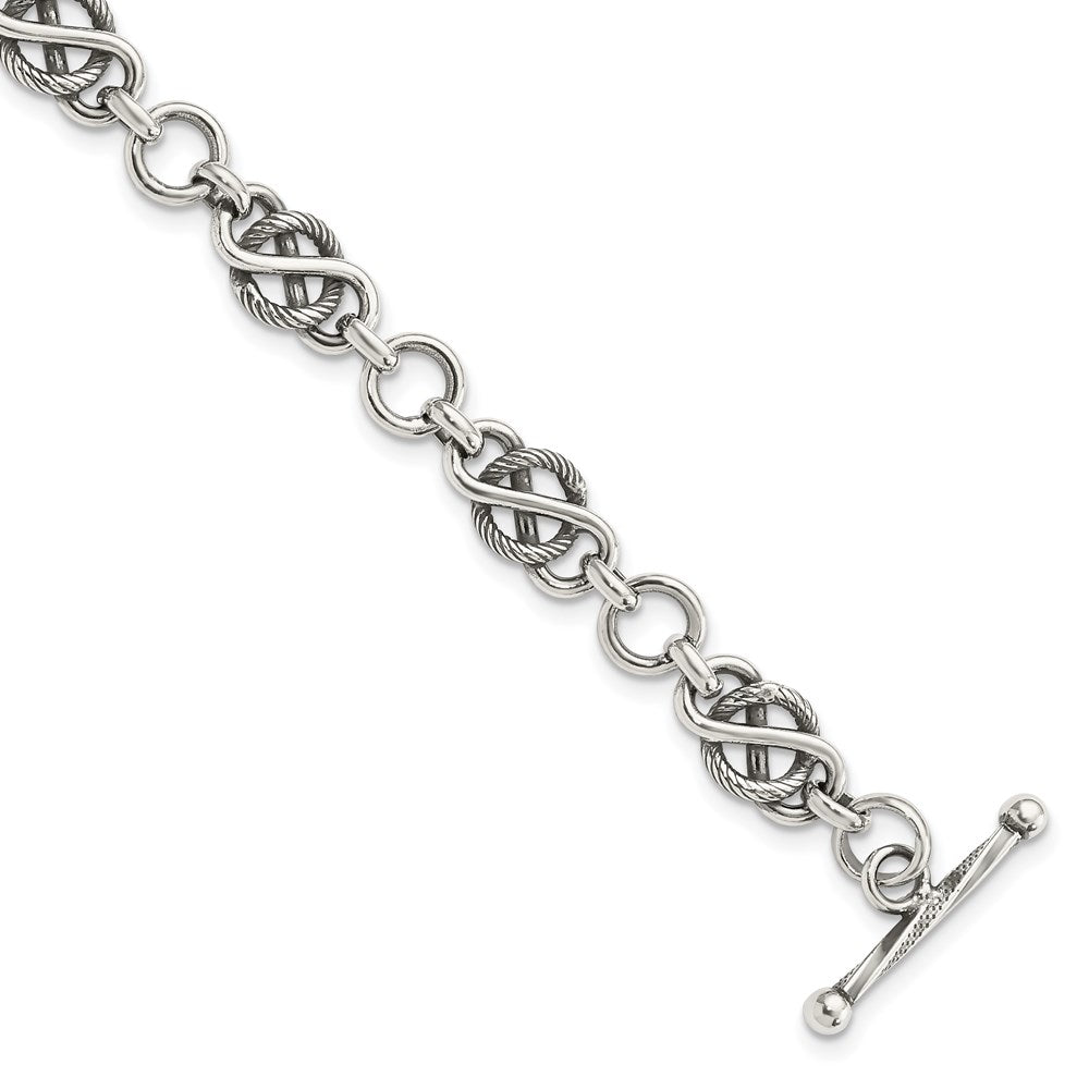 7.5 Zoll Sterlingsilber Antikisiert Fantasieglieder Armband