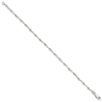 7.25 Zoll Sterlingsilber Perle und Glieder Armband