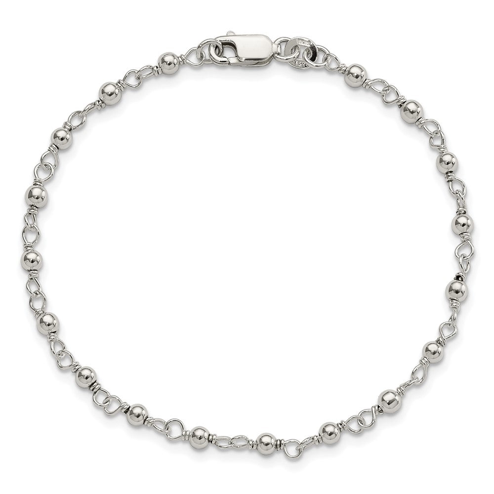 7.25 Zoll Sterlingsilber Perle und Glieder Armband