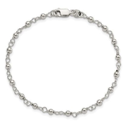 7.25 Zoll Sterlingsilber Perle und Glieder Armband