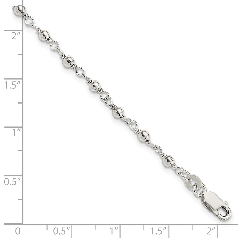 7.25 Zoll Sterlingsilber Perle und Glieder Armband