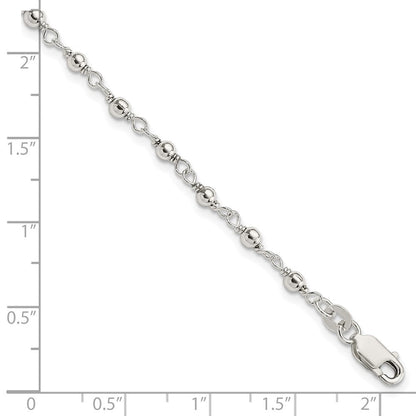 7.25 Zoll Sterlingsilber Perle und Glieder Armband