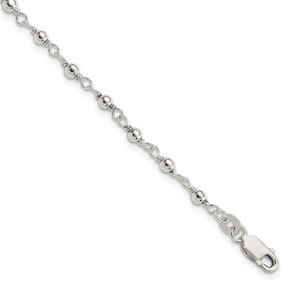 7.25 Zoll Sterlingsilber Perle und Glieder Armband