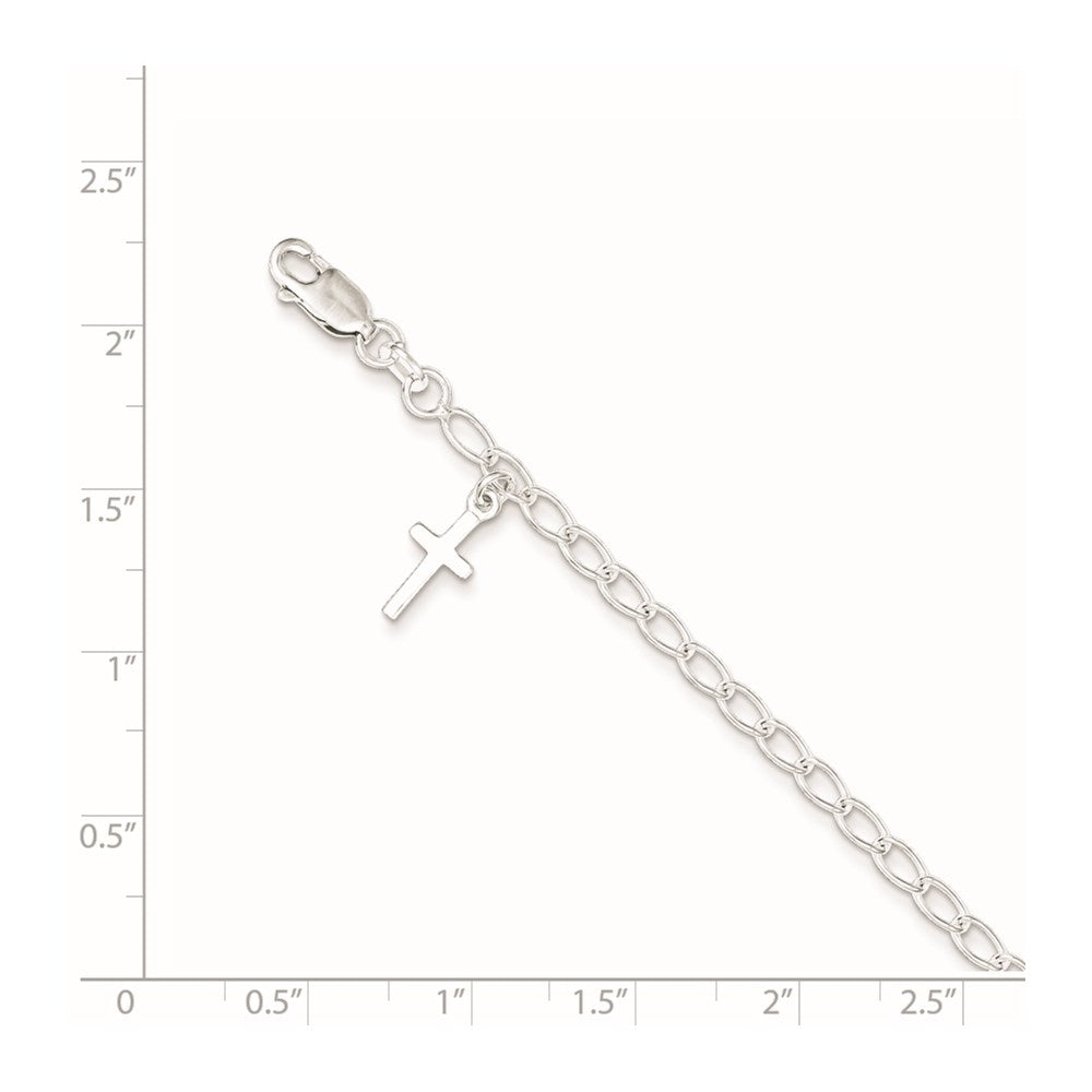 Sterlingsilber Poliert Lateinisch Kreuz Charm mit 1 Zoll Verlängerung. Kinder Bracele