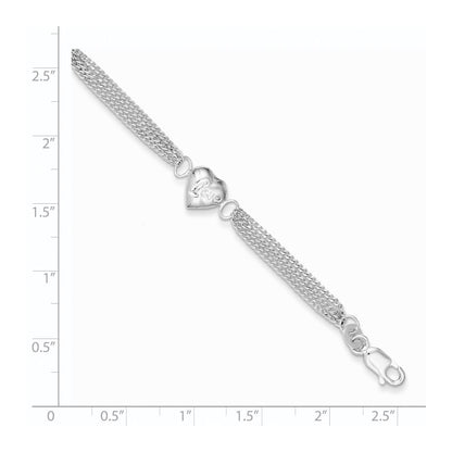 7 Zoll Sterlingsilber Herz mit Liebe Armband