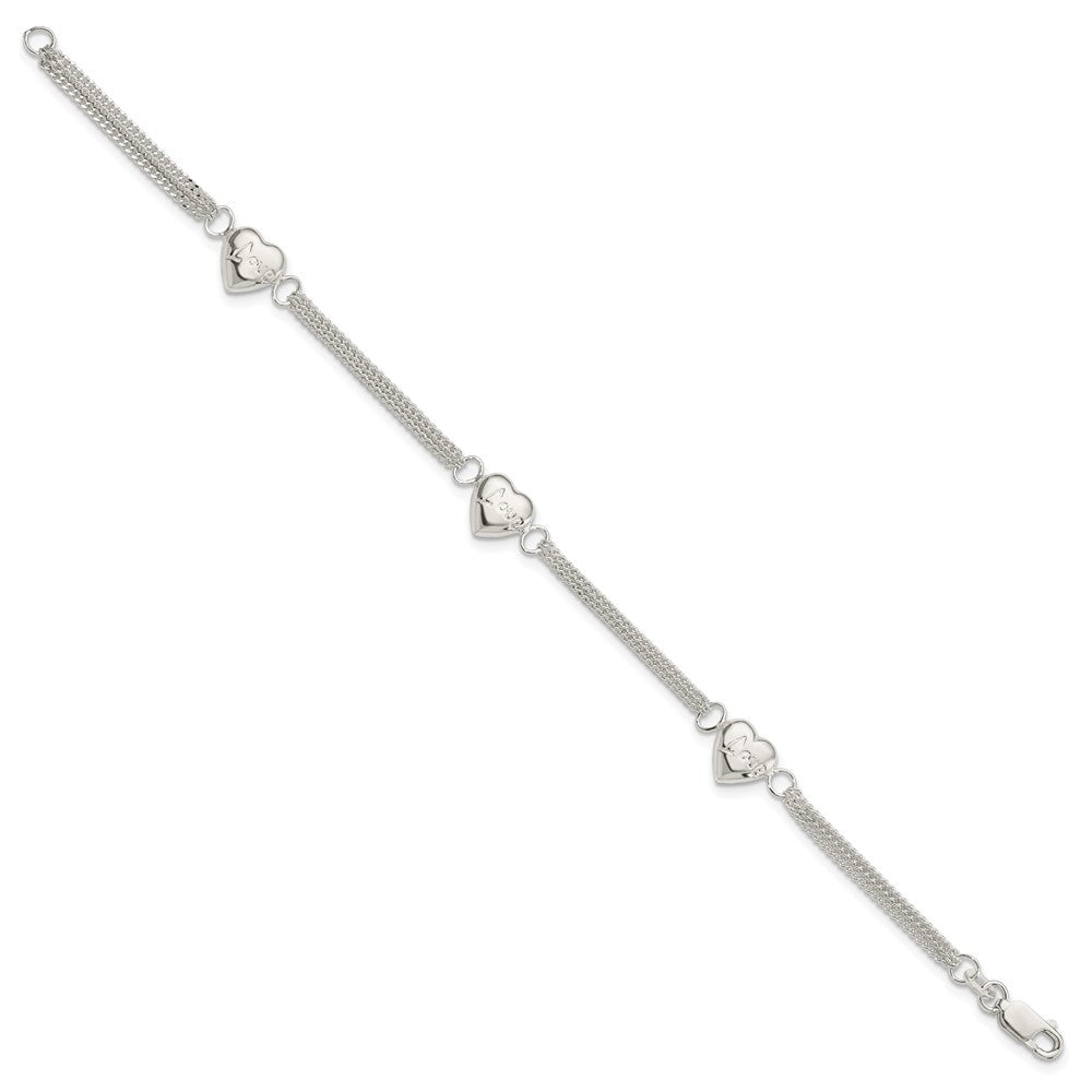 7 Zoll Sterlingsilber Herz mit Liebe Armband