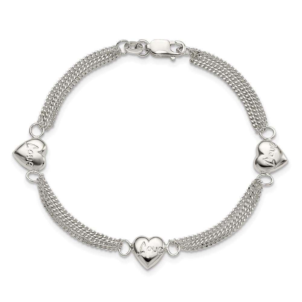 7 Zoll Sterlingsilber Herz mit Liebe Armband