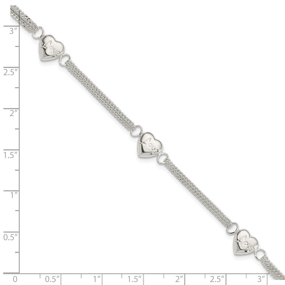 7 Zoll Sterlingsilber Herz mit Liebe Armband