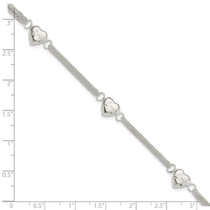 7 Zoll Sterlingsilber Herz mit Liebe Armband