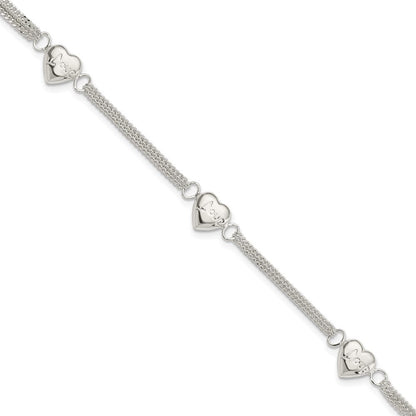 7 Zoll Sterlingsilber Herz mit Liebe Armband