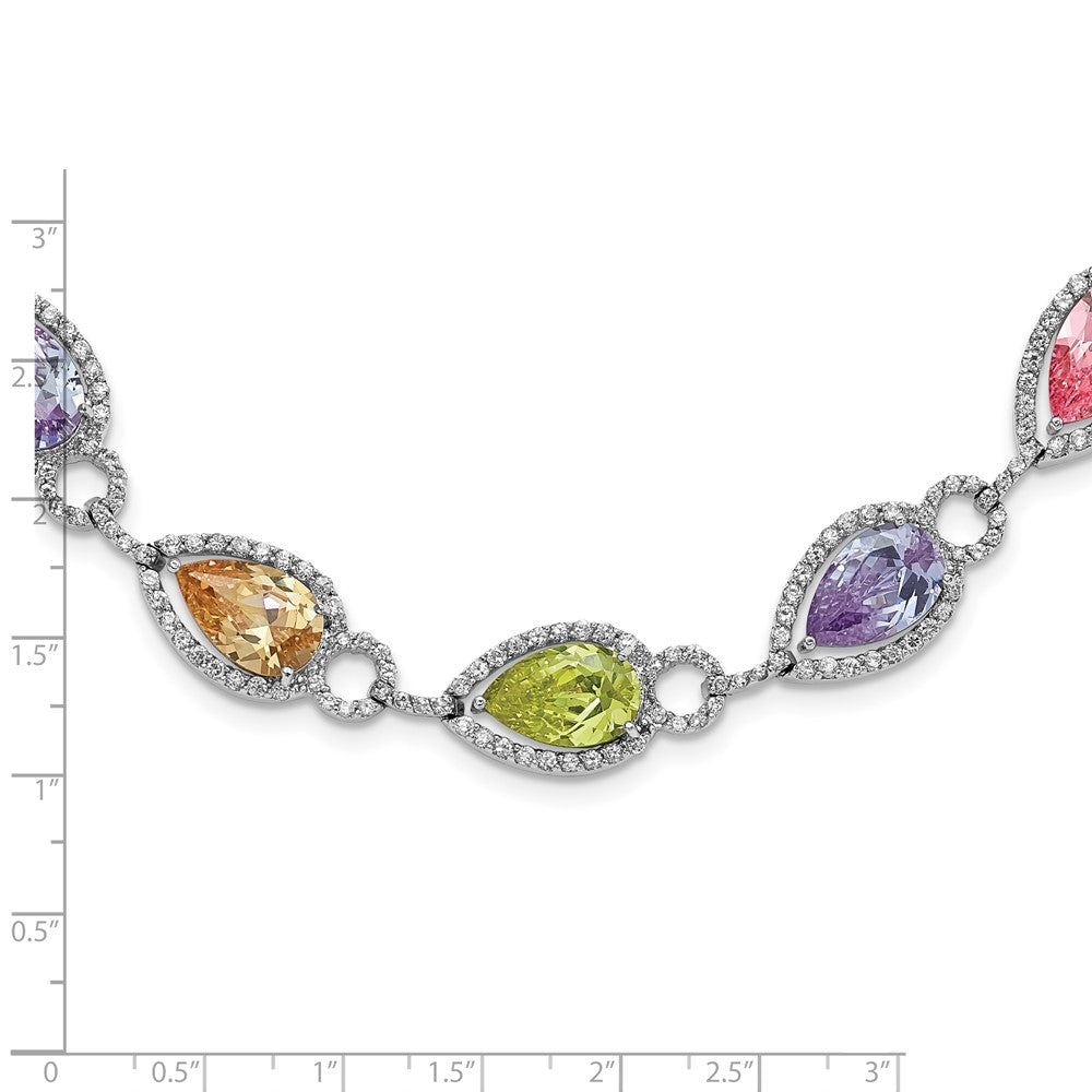 Sterlingsilber Mehrfarbig Tropfen Geformt Zirkonia Halskette