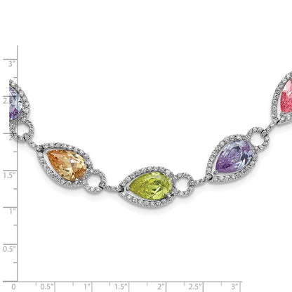 Sterlingsilber Mehrfarbig Tropfen Geformt Zirkonia Halskette