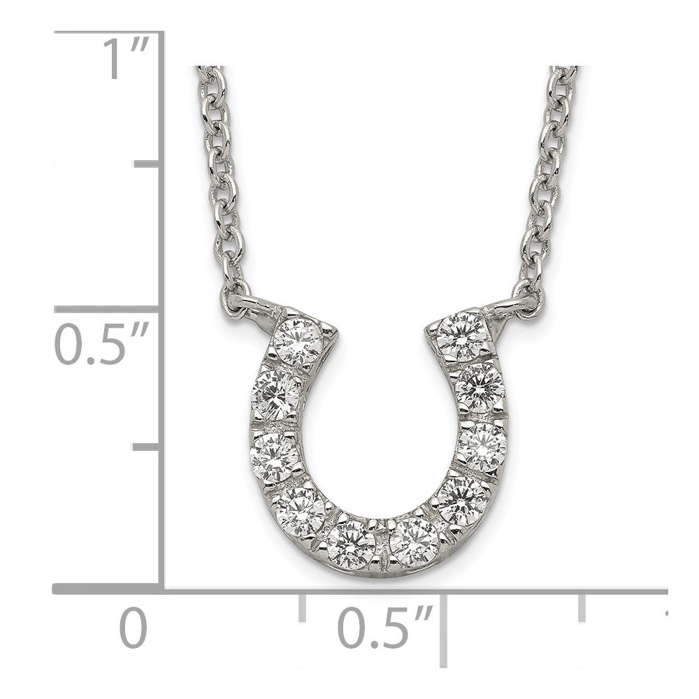 Sterlingsilber Rhodiniert Zirkonia Hufeisen Halskette