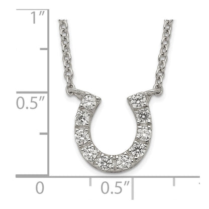 Sterlingsilber Rhodiniert Zirkonia Hufeisen Halskette