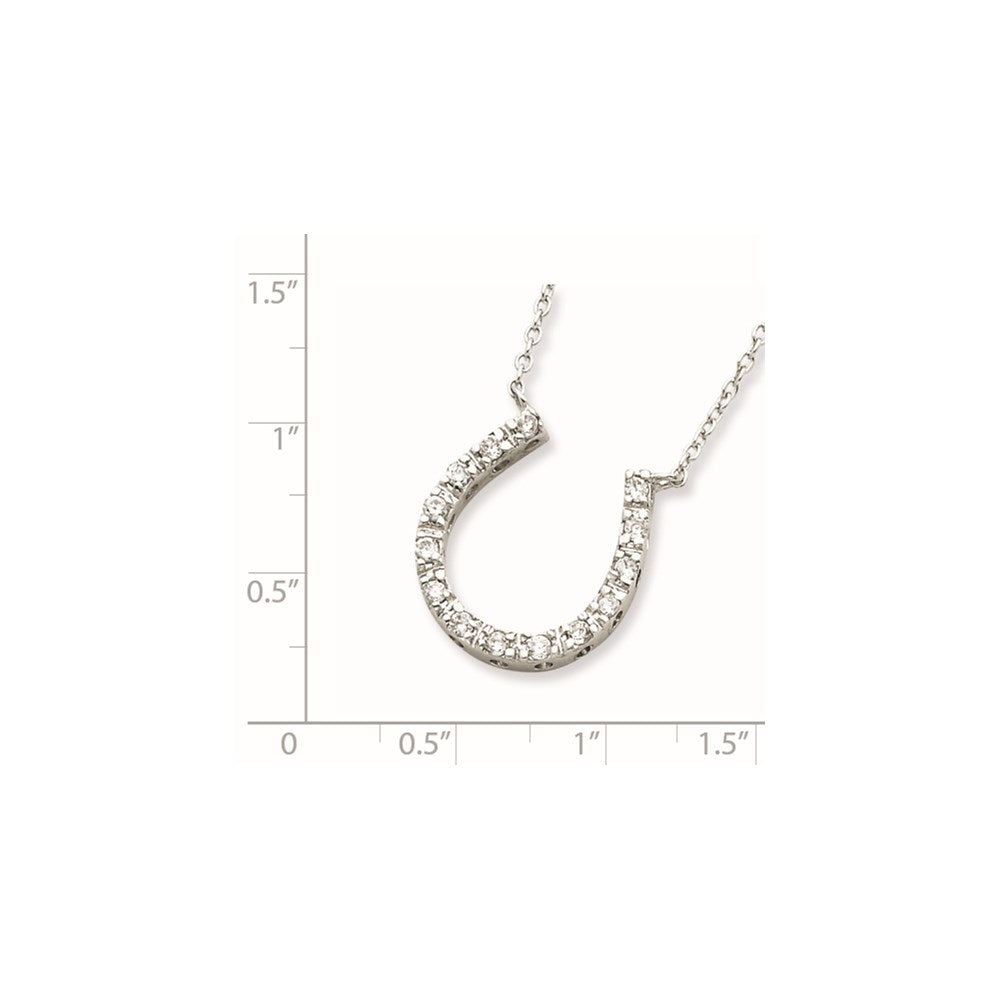 Sterlingsilber Rhodiniert Zirkonia Hufeisen Halskette