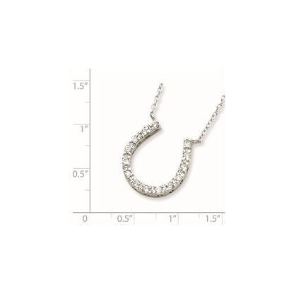 Sterlingsilber Rhodiniert Zirkonia Hufeisen Halskette
