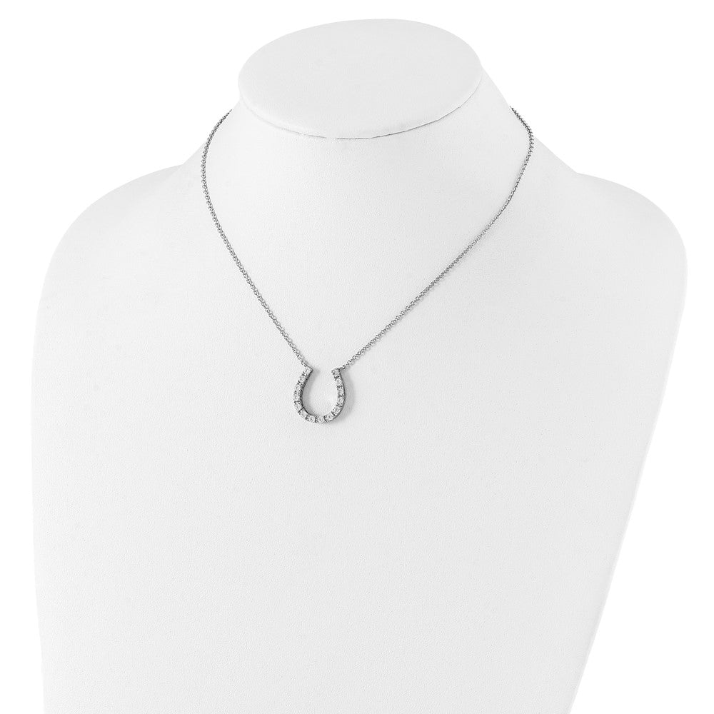Sterlingsilber Rhodiniert Zirkonia Hufeisen Halskette