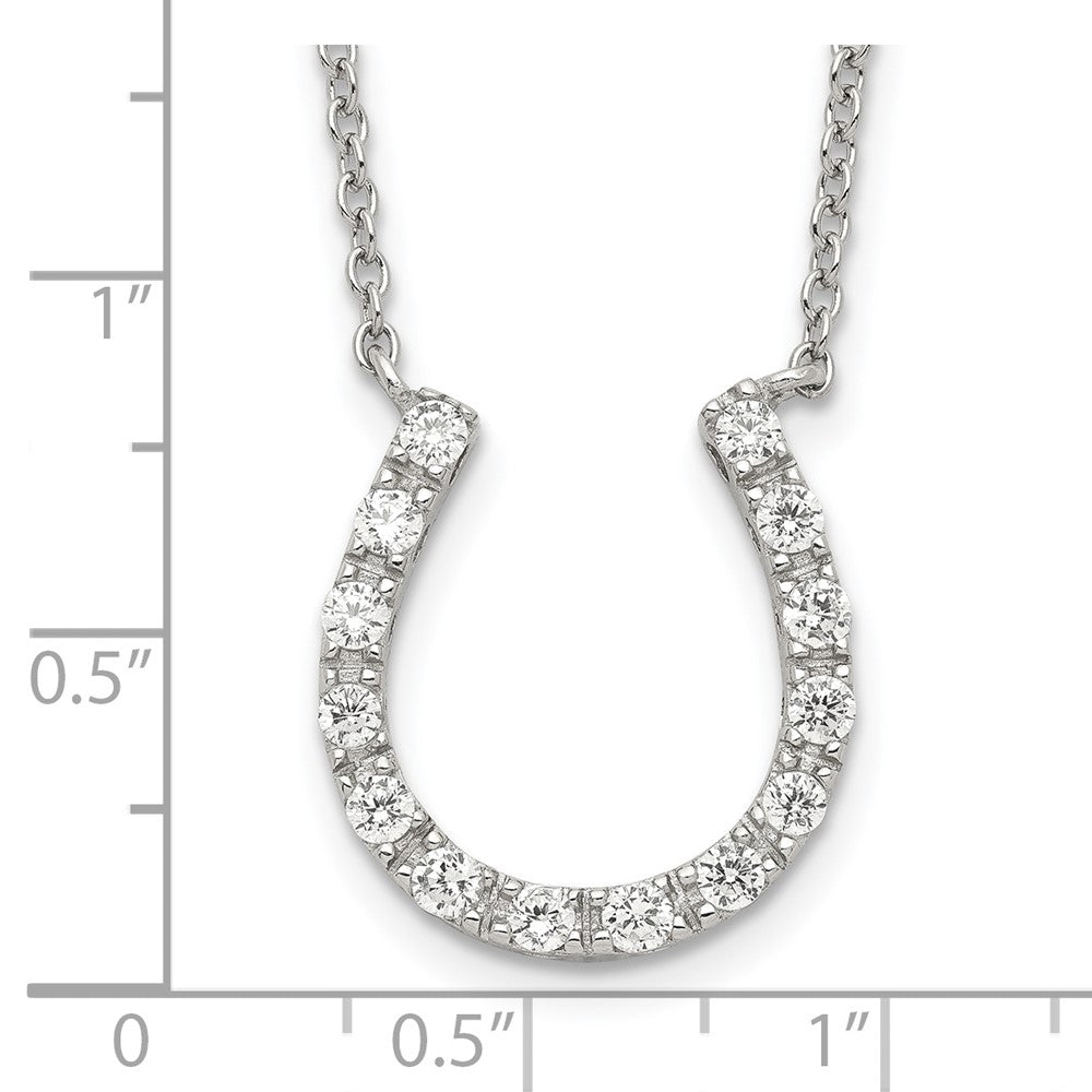 Sterlingsilber Rhodiniert Zirkonia Hufeisen Halskette