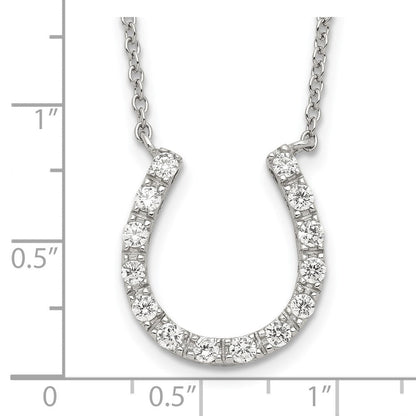 Sterlingsilber Rhodiniert Zirkonia Hufeisen Halskette
