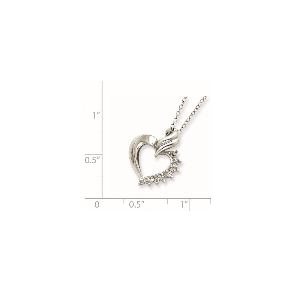Sterlingsilber Rhodiniert Herz Diamant Halskette