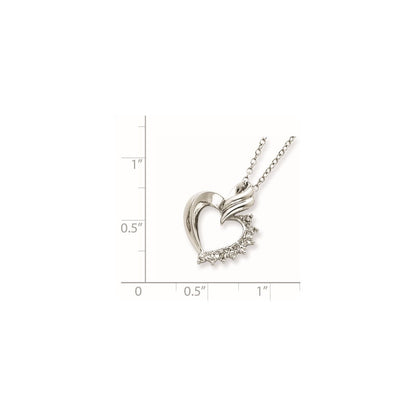 Sterlingsilber Rhodiniert Herz Diamant Halskette