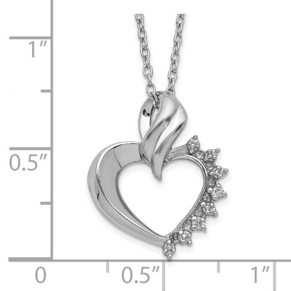 Sterlingsilber Rhodiniert Herz Diamant Halskette