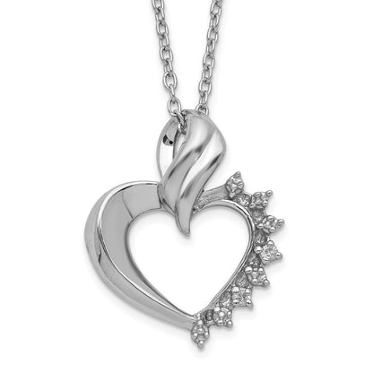 Sterlingsilber Rhodiniert Herz Diamant Halskette
